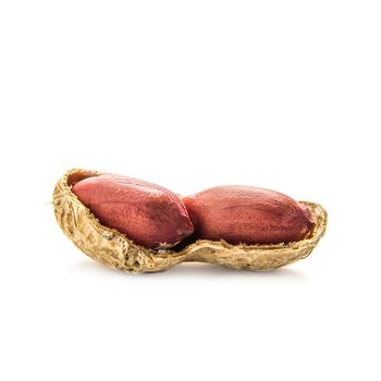 Peanuts in shell on white background