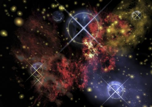 Digital visualization of a astronomical scene
