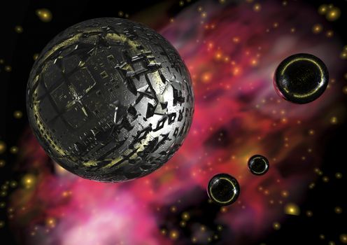 Digital visualization of a science fiction scene