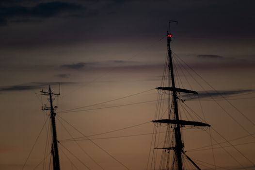 Sailing ship by night in Kiel, Germany