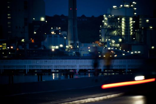 Power plant by night in Kiel, Germany