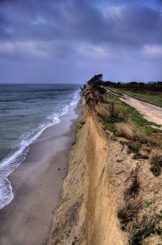 Steep coast of Ahrenshoop in Germany, HDR