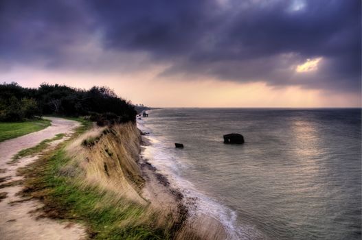 Steep coast of Ahrenshoop in Germany, HDR