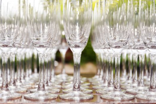 Detail of Champagne Glasses on a Plate