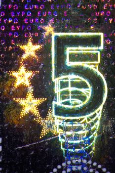 Micro Photo of a Hologram on an Euro Bill
