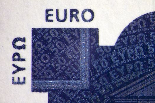 Micro Photo of a Hologram on an Euro Bill