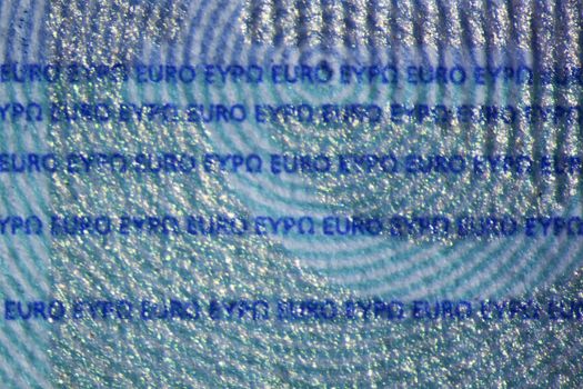 Micro Photo of a Hologram on an Euro Bill