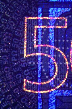 Micro Photo of a Hologram on an Euro Bill