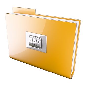 Yellow folder closed on cipher symbolizing data security