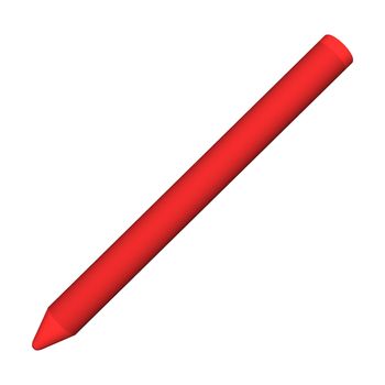 3D digital render of a single red crayon isolated on white background