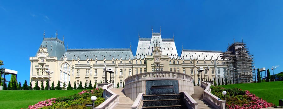 palace of culture iasi landmark blue sky behind