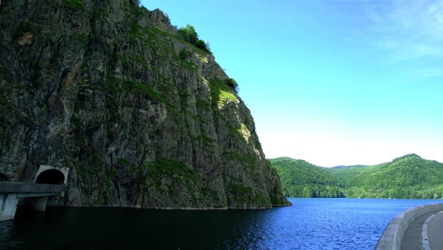 Vidraru Dam and Vidraru Lake in the Carpathian Mountains Romania