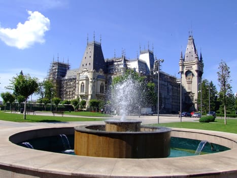 Palace of culture Iasi Romania with blue sky 