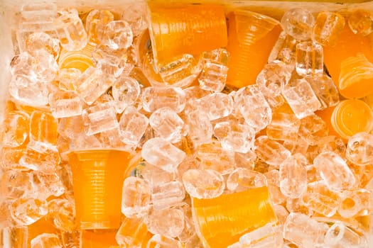 Soft drinks in plastic cups 