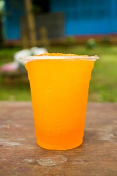 Soft drinks in plastic cups