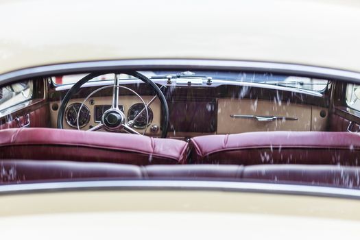 Retro interior of old vintage automobile 