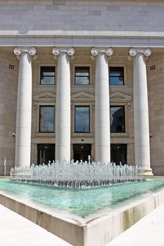 Fountain in front of the Croatian national bank in Zagreb