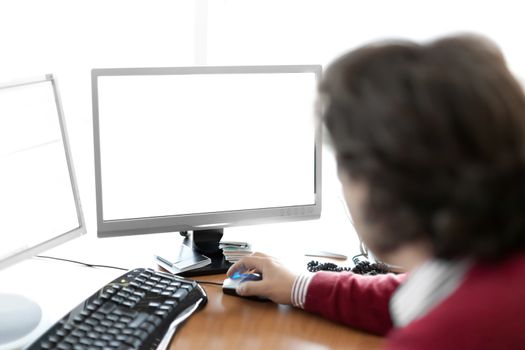 A blank computer screen in an office