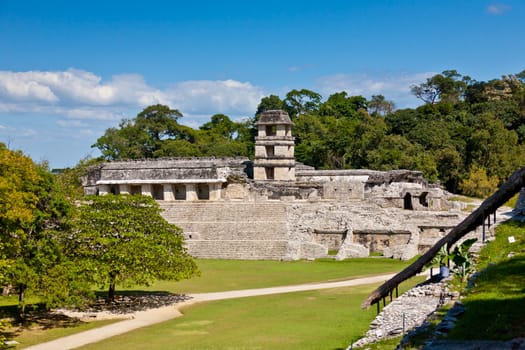 Temple of Palenque, an ancient mayan ruin, located in Palenque, Yucatan, Mexico