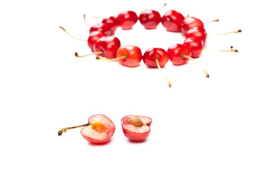 delicious cherries on white background