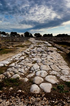 an ancient path in an archeological site in Italy