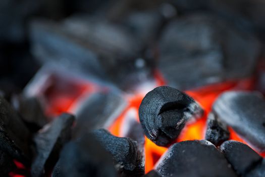 burning coal in a barbecue