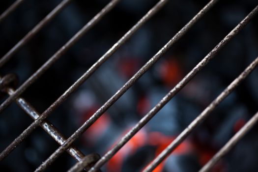 burning coal in a barbecue