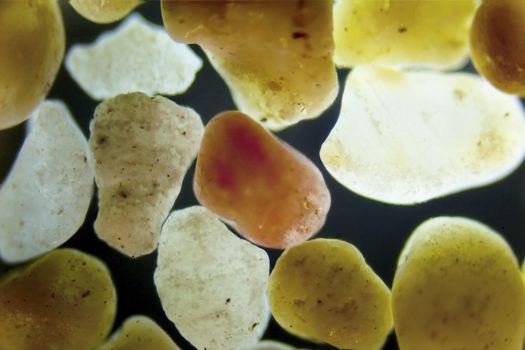 Micro photography of sand grains in polarized light