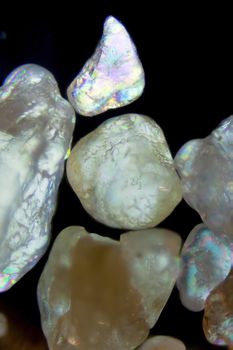 Micro photography of sand grains in polarized light