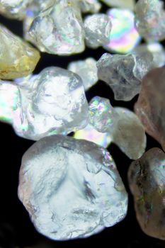 Micro photography of sand grains in polarized light