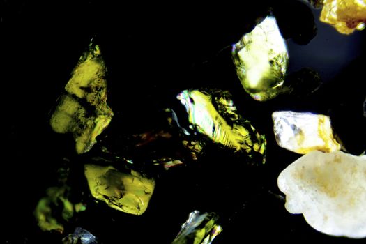 Micro photography of sand grains in polarized light