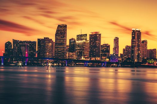 CIty of Miami at sunset, USA