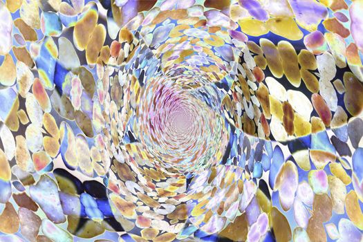 Micro photography of sand grains in polarized light, kaleidoscopic