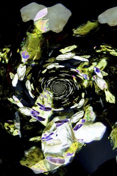 Micro photography of sand grains in polarized light, kaleidoscopic