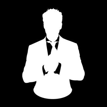 Graphic illustration of a man in business suit as user icon, stencil avatar