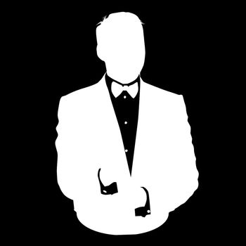 Graphic illustration of a man in business suit as user icon, stencil avatar