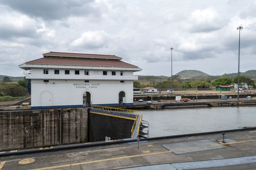 The Miraflores locks at the Panama Canal, in Panama.