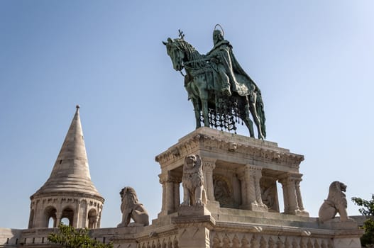 Statue of King Saint Stephen I in Budapest, Hungary.