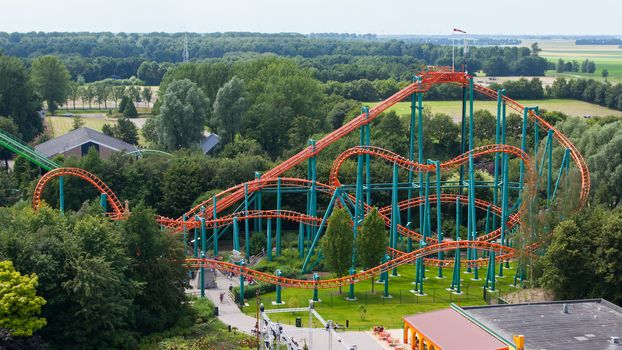 Rollercoaster ride in the middle of a forrest