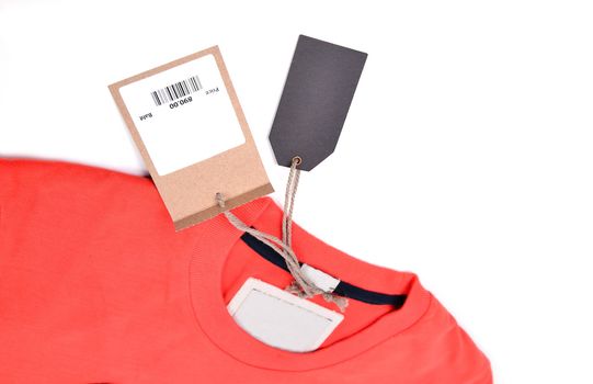 t shirt with price tag on white background