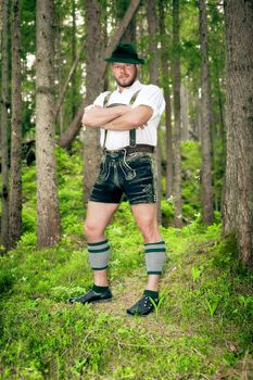 A traditional bavarian man in the nature