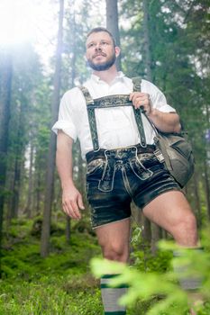 A traditional bavarian man in the nature