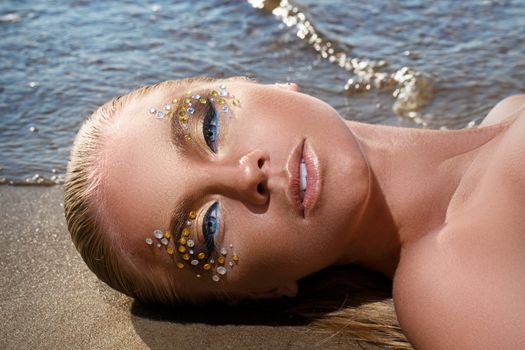 Summer, sea. Sexy girl on the beach