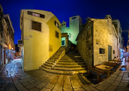 Stairway to Old Church in the Town of Omis, Croatia