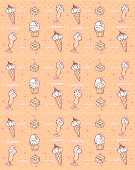 coffee and cakes seamless background pattern