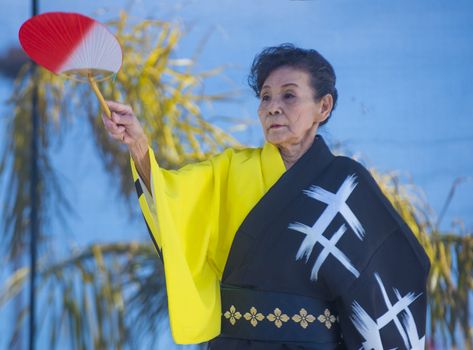 LAS VEGAS - FEB 09 : Japanese folk dancer perform at the Chinese New Year celebrations held in Las Vegas , Nevada on February 09 2014