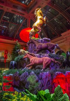LAS VEGAS - JAN 13: Chinese New year in Bellagio Hotel Conservatory & Botanical Gardens on January 13, 2014 in Las Vegas. There are five seasonal themes that the Conservatory undergoes each year.