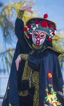 LAS VEGAS - FEB 09 : Chinese master of masks perform at the Chinese New Year celebrations held in Las Vegas , Nevada on February 09 2014