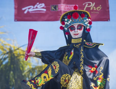 LAS VEGAS - FEB 09 : Chinese master of masks perform at the Chinese New Year celebrations held in Las Vegas , Nevada on February 09 2014