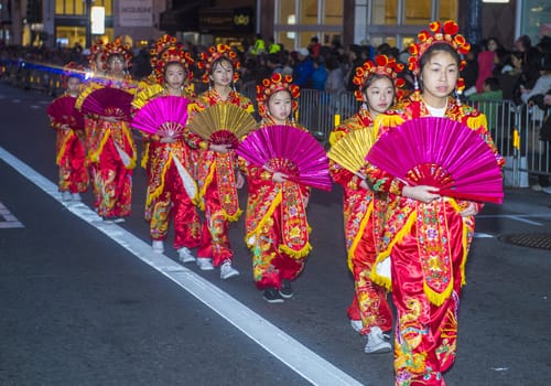 SAN FRANCISCO - FEB 15 : An unidentified participants at the Chinese New Year Parade in San Francisco , California on February 15 2014 , It is the largest Asian event in North America 